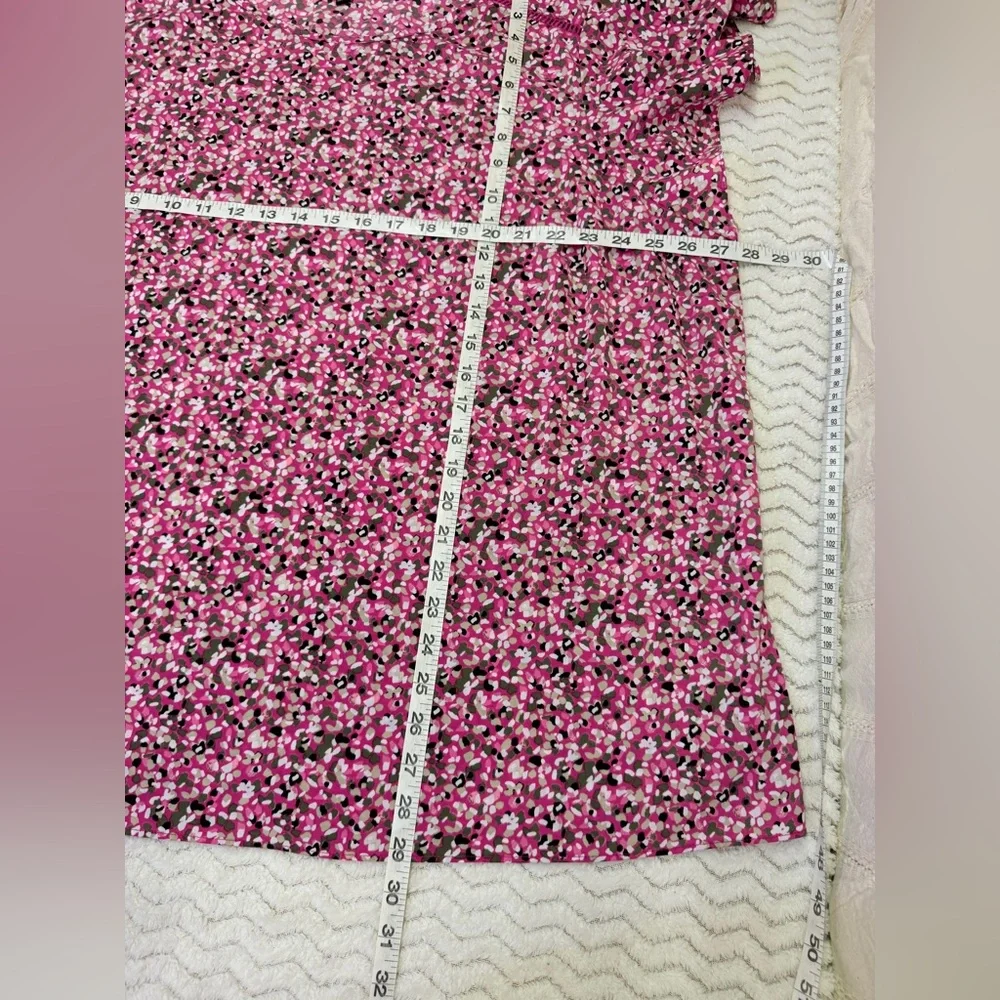 Lane Bryant Pink Multi Short Flutter Sleeve Semi Fit Career Casual Top Plus 24